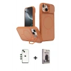 MARSİLYAN™- iPhone 14 Kılıf İz Modern Prime - Siyah Bilvis Hayalet Cam Ekran Koruyucu + Shine Kamera Lens - YL
