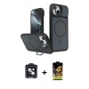 MARSİLYAN™- iPhone 14 Kılıf İz Modern Prime - Siyah Buffer Cam Ekran Koruyucu + PVD Metal Kamera Lens - SH