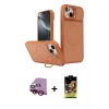MARSİLYAN™- iPhone 14 Kılıf İz Modern Prime - Siyah Buffer Cam Ekran Koruyucu + Raze Metal Kamera Lens - KI