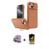 MARSİLYAN™- iPhone 14 Kılıf İz Modern Prime - Siyah Buffer Cam Ekran Koruyucu + Raze Metal Kamera Lens - MR