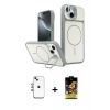 MARSİLYAN™- iPhone 14 Kılıf İz Modern Prime - Siyah Buffer Cam Ekran Koruyucu + Shine Kamera Lens - GI