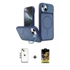 MARSİLYAN™- iPhone 14 Kılıf İz Modern Prime - Siyah Buffer Cam Ekran Koruyucu + Shine Kamera Lens - GI