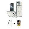 MARSİLYAN™- iPhone 14 Kılıf İz Modern Prime - Siyah Buffer Cam Ekran Koruyucu + Shine Kamera Lens - MI
