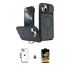 MARSİLYAN™- iPhone 14 Kılıf İz Modern Prime - Siyah Buffer Cam Ekran Koruyucu + Shine Kamera Lens - MI