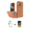 MARSİLYAN™- iPhone 14 Kılıf İz Modern Prime - Siyah Buffer Cam Ekran Koruyucu + Shine Kamera Lens - SH