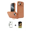 MARSİLYAN™- iPhone 14 Kılıf İz Modern Prime - Siyah Buffer Cam Ekran Koruyucu + Shine Kamera Lens - YL
