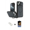 MARSİLYAN™- iPhone 14 Kılıf İz Modern Prime - Siyah Buffer Hayalet Cam Ekran Koruyucu + Diamond Kamera Lens - PE