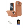 MARSİLYAN™- iPhone 14 Kılıf İz Modern Prime - Siyah Buffer Hayalet Cam Ekran Koruyucu + Diamond Kamera Lens - PE