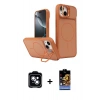 MARSİLYAN™- iPhone 14 Kılıf İz Modern Prime - Siyah Buffer Hayalet Cam Ekran Koruyucu + PVD Metal Kamera Lens - MI