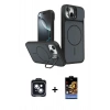 MARSİLYAN™- iPhone 14 Kılıf İz Modern Prime - Siyah Buffer Hayalet Cam Ekran Koruyucu + PVD Metal Kamera Lens - SH