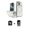 MARSİLYAN™- iPhone 14 Kılıf İz Modern Prime - Siyah Buffer Hayalet Cam Ekran Koruyucu + PVD Metal Kamera Lens - YL
