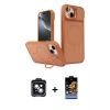 MARSİLYAN™- iPhone 14 Kılıf İz Modern Prime - Siyah Buffer Hayalet Cam Ekran Koruyucu + PVD Metal Kamera Lens - SH
