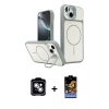 MARSİLYAN™- iPhone 14 Kılıf İz Modern Prime - Siyah Buffer Hayalet Cam Ekran Koruyucu + PVD Metal Kamera Lens - GS