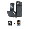 MARSİLYAN™- iPhone 14 Kılıf İz Modern Prime - Siyah Buffer Hayalet Cam Ekran Koruyucu + PVD Metal Kamera Lens - YL