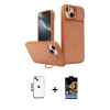 MARSİLYAN™- iPhone 14 Kılıf İz Modern Prime - Siyah Buffer Hayalet Cam Ekran Koruyucu + Shine Kamera Lens - MI