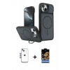 MARSİLYAN™- iPhone 14 Kılıf İz Modern Prime - Siyah Buffer Hayalet Cam Ekran Koruyucu + Shine Kamera Lens - MI