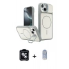 MARSİLYAN™- iPhone 14 Kılıf İz Modern Prime - Siyah Joko Magic 5D Cam + PVD Metal Kamera Lens - MI