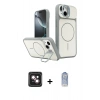 MARSİLYAN™- iPhone 14 Kılıf İz Modern Prime - Siyah Joko Magic 5D Cam + PVD Metal Kamera Lens - PE