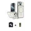 MARSİLYAN™- iPhone 14 Kılıf İz Modern Prime - Siyah Joko Magic 5D Hayalet Cam + PVD Metal Kamera Lens - MI