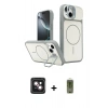 MARSİLYAN™- iPhone 14 Kılıf İz Modern Prime - Siyah Joko Magic 5D Hayalet Cam + PVD Metal Kamera Lens - PE