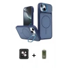 MARSİLYAN™- iPhone 14 Kılıf İz Modern Prime - Siyah Joko Magic 5D Hayalet Cam + PVD Metal Kamera Lens - PE