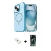 MARSİLYAN™- iPhone 14 Kılıf Kıvılcım Form Prime - Şeffaf 360 Full Body Arka Koruyucu + Diamond Kamera Lens - SABE