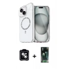 MARSİLYAN™- iPhone 14 Kılıf Kıvılcım Form Prime - Şeffaf 360 Full Body Arka Koruyucu + PVD Metal Kamera Lens - GS