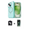 MARSİLYAN™- iPhone 14 Kılıf Kıvılcım Form Prime - Şeffaf 360 Full Body Arka Koruyucu + PVD Metal Kamera Lens - GS
