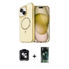 MARSİLYAN™- iPhone 14 Kılıf Kıvılcım Form Prime - Şeffaf 360 Full Body Arka Koruyucu + PVD Metal Kamera Lens - GS