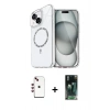 MARSİLYAN™- iPhone 14 Kılıf Kıvılcım Form Prime - Şeffaf 360 Full Body Arka Koruyucu + Shine Kamera Lens - KI