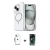 MARSİLYAN™- iPhone 14 Kılıf Kıvılcım Form Prime - Şeffaf 360 Full Body Arka Koruyucu + Shine Kamera Lens - MI