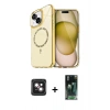 MARSİLYAN™- iPhone 14 Kılıf Kıvılcım Form Prime - Şeffaf 360 Full Body Arka Koruyucu + PVD Metal Kamera Lens - PE
