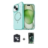 MARSİLYAN™- iPhone 14 Kılıf Kıvılcım Form Prime - Şeffaf 360 Full Body Arka Koruyucu + PVD Metal Kamera Lens - SH