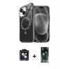 MARSİLYAN™- iPhone 14 Kılıf Kıvılcım Form Prime - Şeffaf 360 Full Body Arka Koruyucu + PVD Metal Kamera Lens - SH