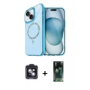 MARSİLYAN™- iPhone 14 Kılıf Kıvılcım Form Prime - Şeffaf 360 Full Body Arka Koruyucu + PVD Metal Kamera Lens - SH