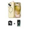 MARSİLYAN™- iPhone 14 Kılıf Kıvılcım Form Prime - Şeffaf 360 Full Body Arka Koruyucu + PVD Metal Kamera Lens - YL