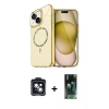 MARSİLYAN™- iPhone 14 Kılıf Kıvılcım Form Prime - Şeffaf 360 Full Body Arka Koruyucu + PVD Metal Kamera Lens - SH