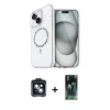MARSİLYAN™- iPhone 14 Kılıf Kıvılcım Form Prime - Şeffaf 360 Full Body Arka Koruyucu + PVD Metal Kamera Lens - SH