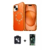 MARSİLYAN™- iPhone 14 Kılıf Kıvılcım Form Prime - Şeffaf 360 Full Body Arka Koruyucu + PVD Metal Kamera Lens - SH