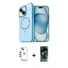 MARSİLYAN™- iPhone 14 Kılıf Kıvılcım Form Prime - Şeffaf 360 Full Body Arka Koruyucu + Yeşil Shine Kamera Lens