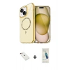 MARSİLYAN™- iPhone 14 Kılıf Kıvılcım Form Prime - Şeffaf Pasifik Cam Ekran Koruyucu + Diamond Kamera Lens - KI