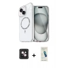 MARSİLYAN™- iPhone 14 Kılıf Kıvılcım Form Prime - Şeffaf Pasifik Cam Ekran Koruyucu + PVD Metal Kamera Lens - PE