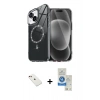 MARSİLYAN™- iPhone 14 Kılıf Kıvılcım Form Prime - Şeffaf Royal Nano Ekran Koruyucu + Kırmızı Diamond Kamera Lens