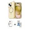 MARSİLYAN™- iPhone 14 Kılıf Kıvılcım Form Prime - Şeffaf Royal Nano Ekran Koruyucu + Shine Kamera Lens - KI