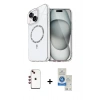 MARSİLYAN™- iPhone 14 Kılıf Kıvılcım Form Prime - Şeffaf Royal Nano Ekran Koruyucu + Shine Kamera Lens - KI