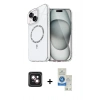 MARSİLYAN™- iPhone 14 Kılıf Kıvılcım Form Prime - Şeffaf Royal Nano Ekran Koruyucu + PVD Metal Kamera Lens - PE