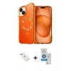 MARSİLYAN™- iPhone 14 Kılıf Kıvılcım Form Prime - Şeffaf Royal Nano Ekran Koruyucu + Yeşil Diamond Kamera Lens