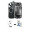 MARSİLYAN™- iPhone 14 Kılıf Kıvılcım Form Prime - Şeffaf Royal Nano Ekran Koruyucu + Yeşil Shine Kamera Lens