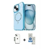 MARSİLYAN™- iPhone 14 Kılıf Kıvılcım Form Prime - Şeffaf Royal Nano Ekran Koruyucu + Yeşil Shine Kamera Lens