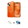 MARSİLYAN™- iPhone 14 Kılıf Kıvılcım Form Prime - Siyah 3D Antistatik Cam Ekran Koruyucu + Diamond Kamera Lens - SABE